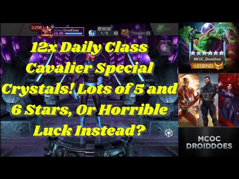12x Daily Class Cavalier Special Crystals! Lots of 5 and 6 Stars, Or Horrible Luck Instead? - MCOC