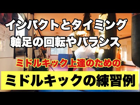 【基No.22】ミドルキックの上達のための練習例 インパクト、タイミング、バランス、回転【キックボクシング基礎練習】