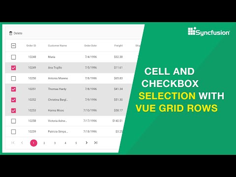 Cell and Checkbox Selection with Vue Grid Rows