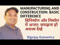 Construction And Manufacturing difference | Difference between construction and manufacturing.