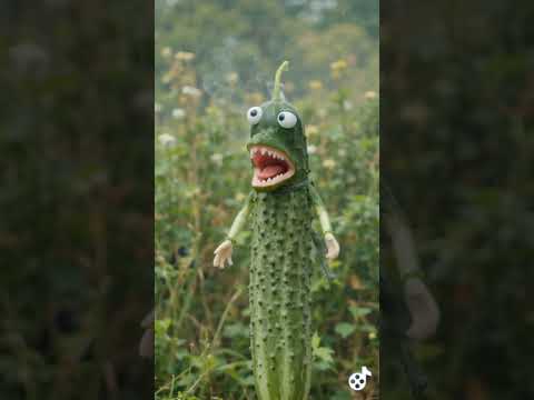 Fruit & Veggie Funnies Shorts #159 Funny Cucumber Scarecrow Fail🥒🐦 #funnycucumber #halloween #shorts