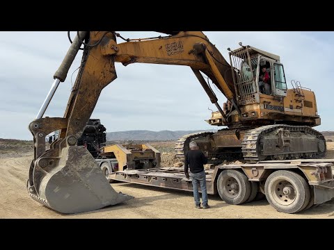 Transporting On Site The Huge 115 Tones Liebherr 984 Excavator - Fasoulas Heavy Transports - 4k