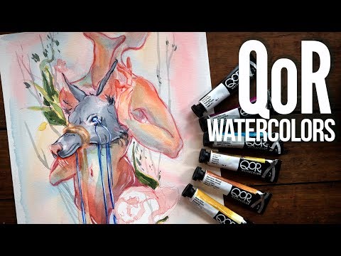 QoR WATERCOLOR REVIEW! + timelapse illustration