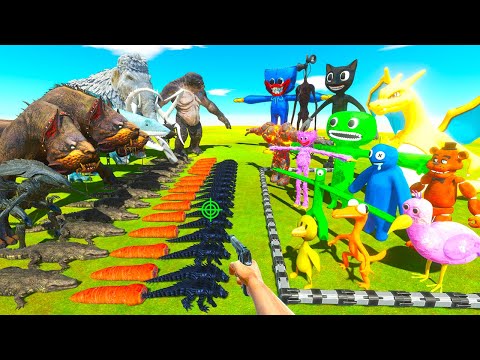 Pokémon vs Cerberus | Rainbow Friends vs Reptiles in Jurassic World - Animal Revolt Battle Simulator