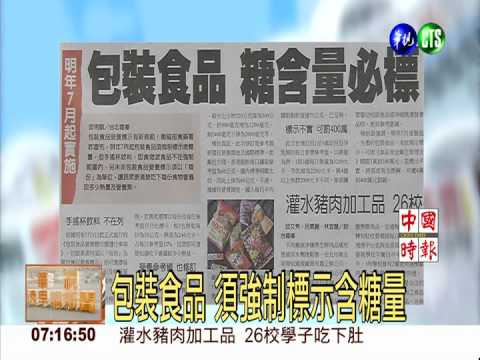 包裝食品 須強制標示含糖量