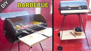 How to build a charcoal grill boiler barbecue صنع شواية فحم من سخان المياه القديم