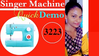 Singer Demo/ simple machine/quick demo/ 3223 model sewing machine demo/ singer green 3223 quick demo