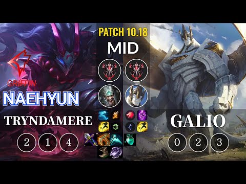 GRF Naehyun Tryndamere vs Galio Mid - KR Patch 10.18