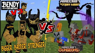 Download lagu Bendy V3 [BATIM] VS Minecraft Dungeons and Minecraft Story Mode BOSSES (Minecraft PE) mp3