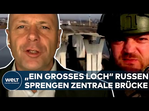 PUTINS KRIEG: "Ein großes Loch!" Russen sprengen wichtige Brücke und beenden ihren Rückzug