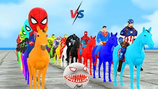 Siêu nhân người nhện vs spider-man shark roblox & horse racing challenge to the finish line vs hulk