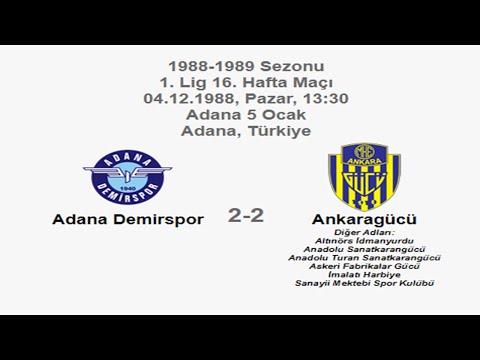 Adana Demirspor 2-2 Ankaragücü 04.12.1988 - 1988-1989 Turkish 1st League Matchday 16