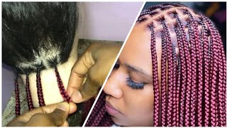 Feeding in Braids || Neat Knotless Braids Tutorial for Beginners, no lump no bump||Step by Step