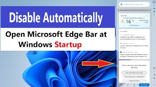 How to disable Edge bar | Turn  Off Open Edge Bar at Startup | Disable Edge Bar in Windows 10#Edge