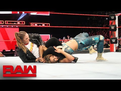 Ronda Rousey locks Mickie James in an armbar during the main event: Raw, April 23, 2018