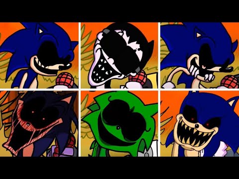 Friday Night Funkin' - You Can't Run but everytime it's Sonic.EXE turn a Different Skin Mod is used