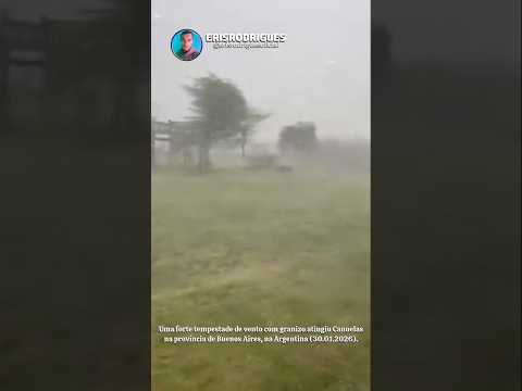 Uma tempestade de vento com granizo atingiu Canuelas, na província de Buenos Aires, na Argentina.