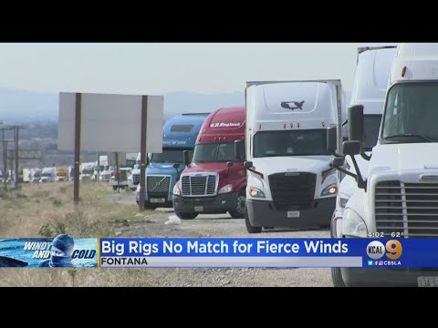 Gusty Santa Ana Winds Create Dangerous Road Conditions For Big Rigs