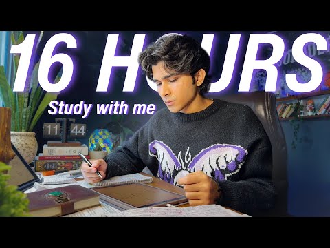 16 HOURS LIVE🛑 Study With Me📚  | Cozy Ambience🌧️ | 90/10 Pomodoro⏳| Deep Work Mode🔐
