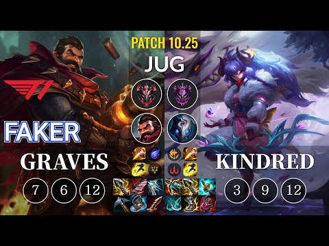 T1 Faker Graves vs Kindred Jungle - KR Patch 10.25