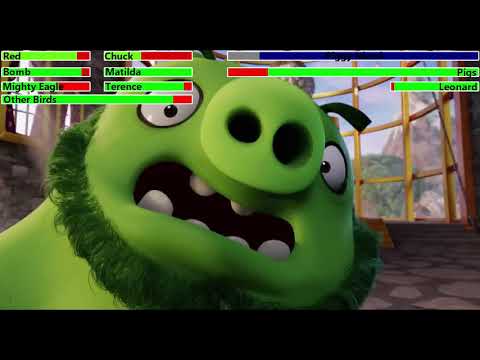The Angry Birds Movie (2016) Final Battle with healthbars 3/4 (REMAKE)