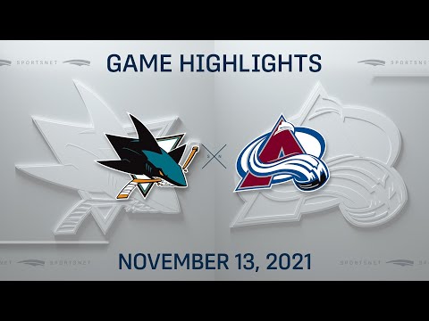 NHL Highlights | Sharks vs. Avalanche - Nov. 13, 2021