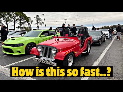 Drag Jeep Eliminates Itself At Street Car Takeover!