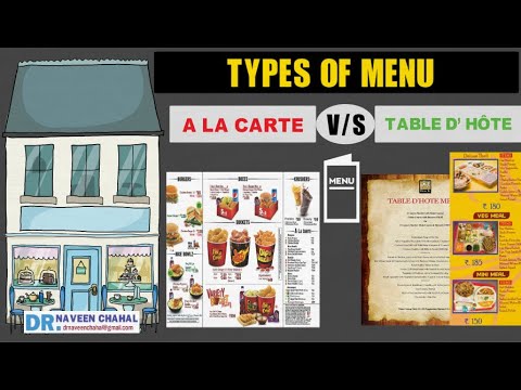 Different types of Menu: A la carte vs table d’ hôte