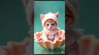 A kitten inside a seashell🦭 #cat #cute #happy #sea #seashells #woodoo #shortsviral