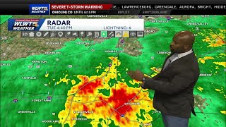 Tracking stronger complex of storms moving through Cincinnati