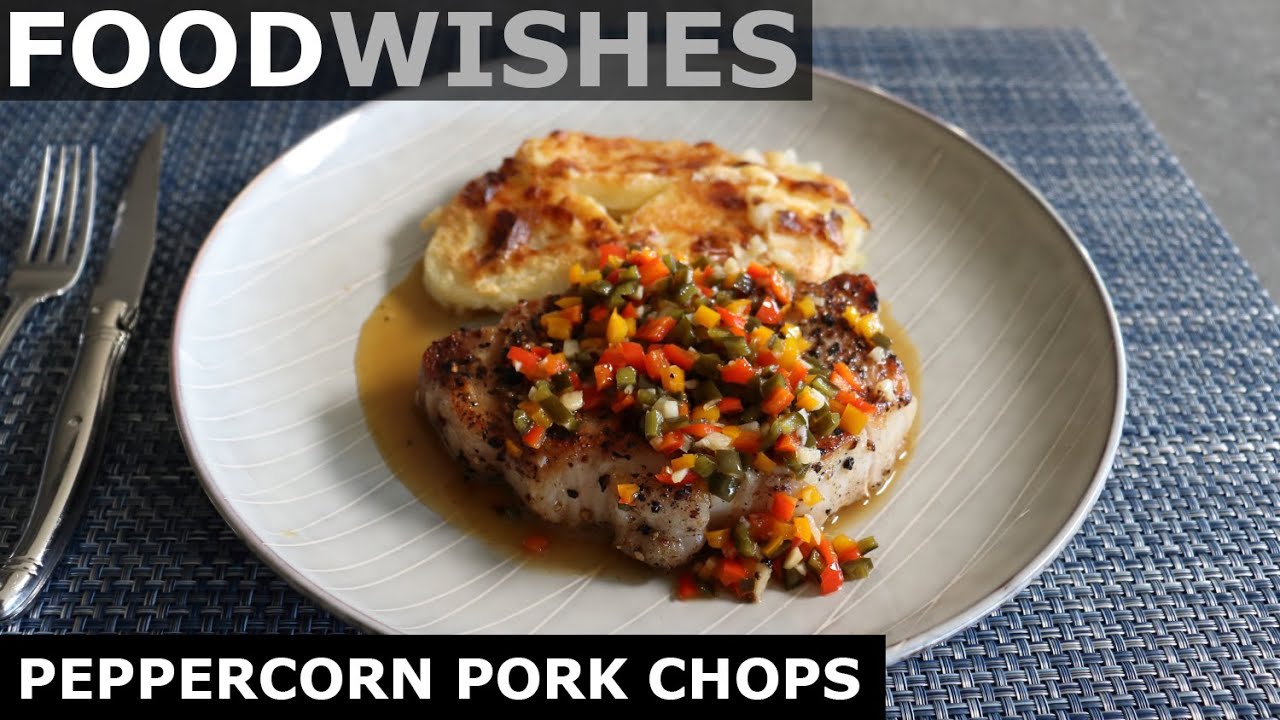 Peppercorn Pork Chops with Warm Pickled Pepper Relish - Food Wishes