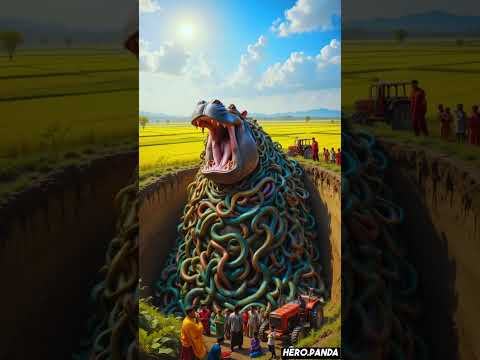 Hippo covered with millions of snakes saved by rescue team #humanity #hippopotamus #animalrescue