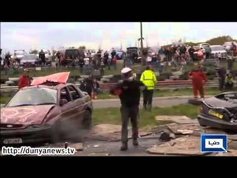 Car jumping competition held in England