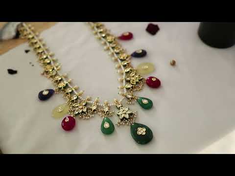 Mehvish Kundan Muticoloured Long Necklace Set