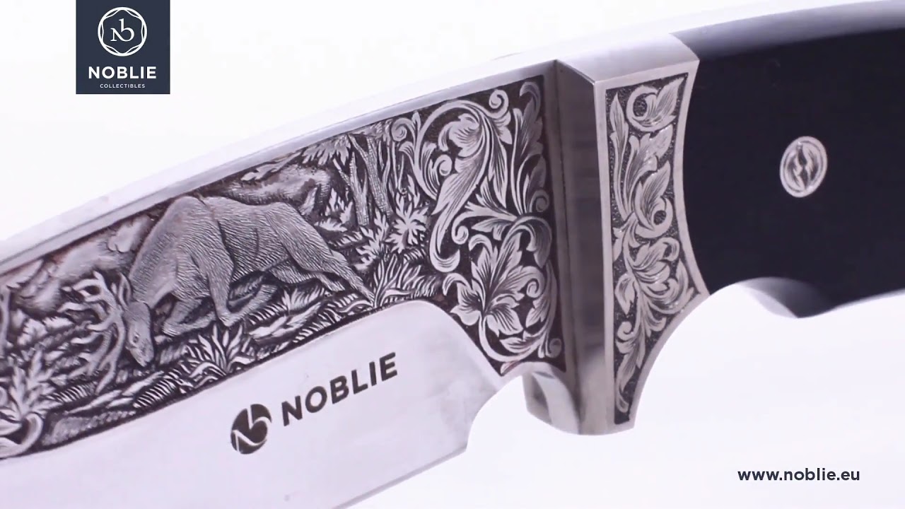 Custom hunting knife, hand engraving