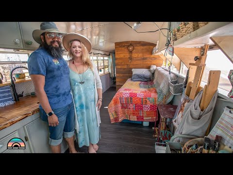 DIY School Bus w/ Art Studio - Tiny House Living