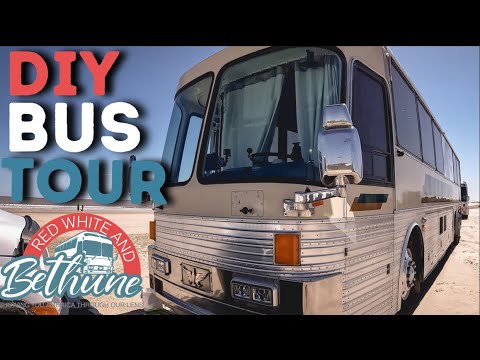|| BUS TOUR || Young RETIRED couple TRANSFORMS old CHURCH BUS into an AMAZING tiny HOME on WHEELS