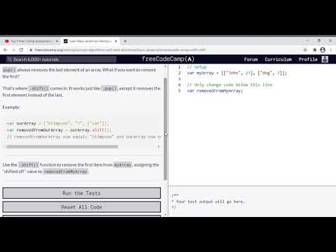 45 Learn Basic Javascript Manipulate Arrays With Shift