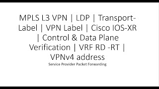 MPLS L3 VPN | LDP | Transport-Label | VPN Label | Cisco IOS-XR | Control & Data Plane Verification |