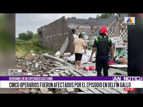 DERRUMBE EN UN SUPERMERCADO CHINO: CINCO OPERARIOS FUERON AFECTADOS POR EL EPISODIO EN DELFÍN GALLO
