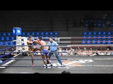 Clip from a muay thai match - Rajadamnern Stadium in Bangkok, Thailand