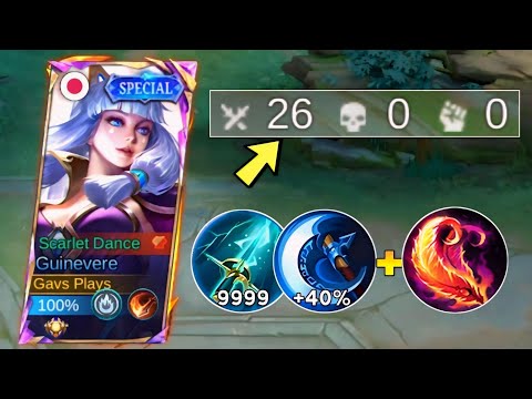 GUINEVERE 100% HYBRID CRITICAL DAMAGE BUILD ONE SHOT DELETE!! ( Guinevere best build 2024 )