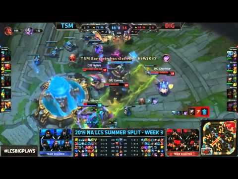 NA LCS Week 3 Day 1 - TSM vs DIG Final Teamfight Wildturtle/Bjergsen gets nuked 6/13/2015