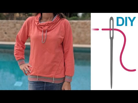 Hoodie mit Schalkragen nähen – DIY Schnittmuster Damen Sweatshirt "Jamika"