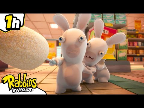 Fear in the supermarket 🫨 | RABBIDS INVASION 🐰 | 1H Compilation | Cartoon for kids