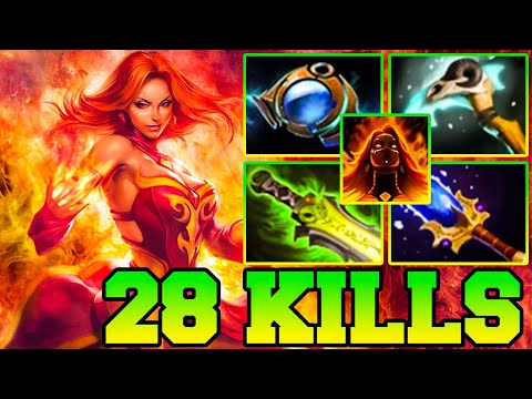 28 Kills Lina in 29 Minutes Match !! Lina Dota 2 Mid Carry With Ultra Kills Pro Gameplay Guide 7.34