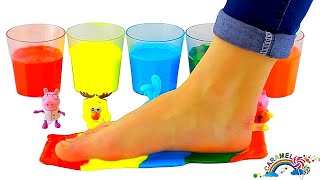 Cartoon Toys are Walking along the Road made of Color Paint | Fun Toys for Kids