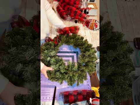 How to add mesh to an evergreen wreath base.