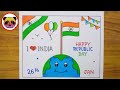 Republic Day Drawing Easy Republic Day Poster Drawing Happy Republic Day Drawing 26 January