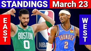 March 23 | NBA STANDINGS | WESTERN and EASTERN CONFERENCE